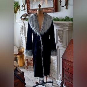Wilsons Maxima Leather Black Suede Coat Faux Fur, L